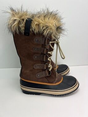 Sorel Joan Of Arctic Waterproof Boots Brown Leather Snow Winter Warm Womens 8.5